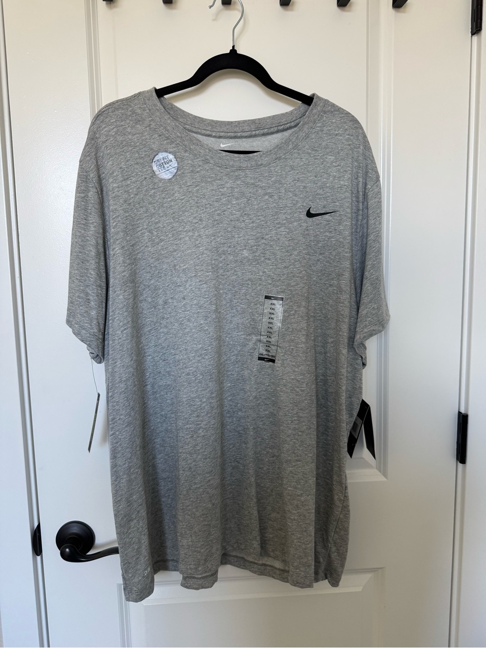 Nike Gray Short Sleeve Dri-FIT Crew Tee with Black Swoosh